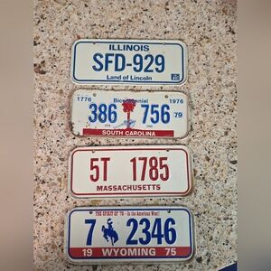 1970'S Vintage Bike Mini License Plates X 4